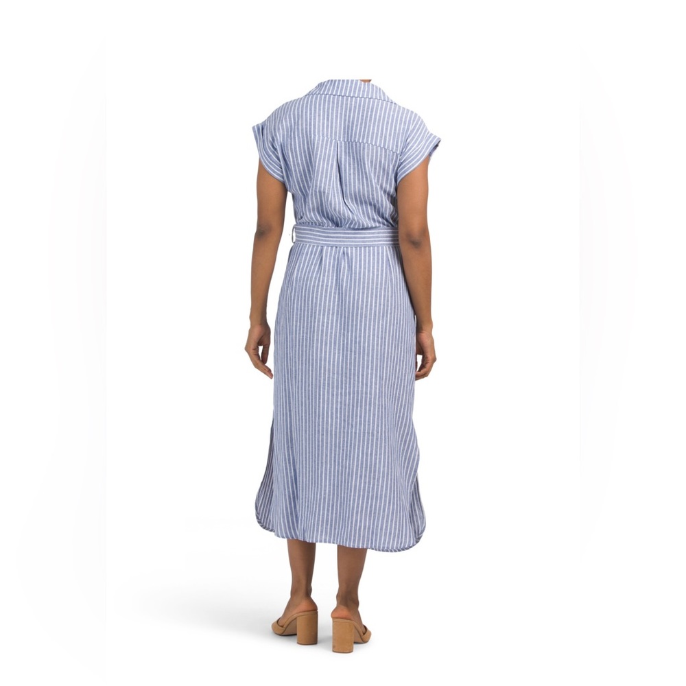 For Cynthia Linen Blend Striped Dress
